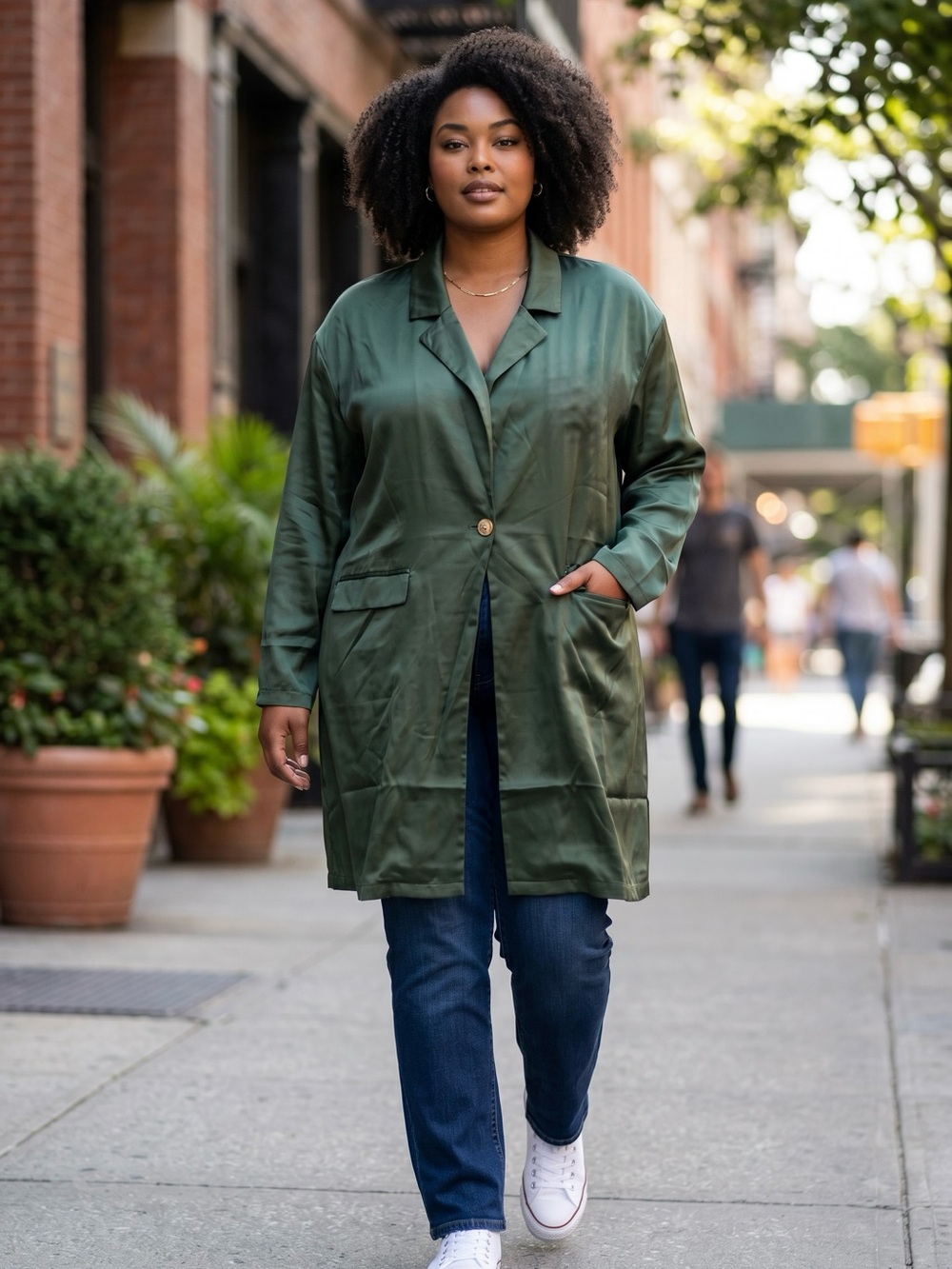 Green Tailored smoking jacket with Classic Lapel